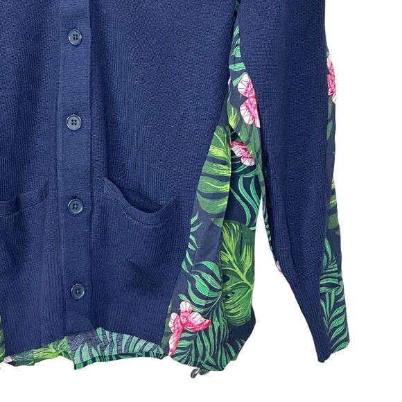 Sandrine Rose Butterfly Fern Mixed Media Wool Cardigan Sweater Women Large NWT - Picture 5 of 12